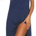 Ekouaer Women's Nightshirt Short Sleeve Button Down Nightgown V-Neck Sleepwear Pajama Dress
 XL