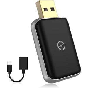 Wireless Carplay Adapter for iPhone, Convert Wired Car Play to Wireless, 2 in 1 Plug and Play Mini CarPlay and Android Auto Adapter for iOS 10 Android 11 and Above, Cars with Built-in Carplay (Black)