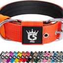 TSPRO Tactical Dog Collar 1.5 Inch Wide Thick Dog Collars with Heavy Duty Metal Buckle, Durable, Strong, Adjustable for Medium to Large Dogs (Orange M)