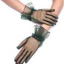 CASDRE Short Tulle Gloves Wrist Length Sheer Glove Halloween Evening Costume Gloves for Women (Green)