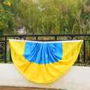 2 Pcs Ukraine Fan Flag,Ukrainians Pleated Fan Flag Bunting 3 x 6 Ft Pleated Banner Indoor/Outdoor/Front Porch Decorations,Country Half Fan Flag Patriotic Holiday Decorations.