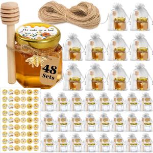 48 Pack Small Glass Jars with Lids, 1.5 oz Mini Honey Jars, Candle Jar for Candle Making for Gifts, Crafts, Spices, Wedding, Party Favors