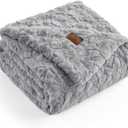 Cozy Bliss Faux Fur Throw Blanket for Couch, Fuzzy Soft Plush Thick Warm Fluffy Reversible Wave Textured Blanket for Sofa Bedroom Living Room, 55 * 70 Inches Grey