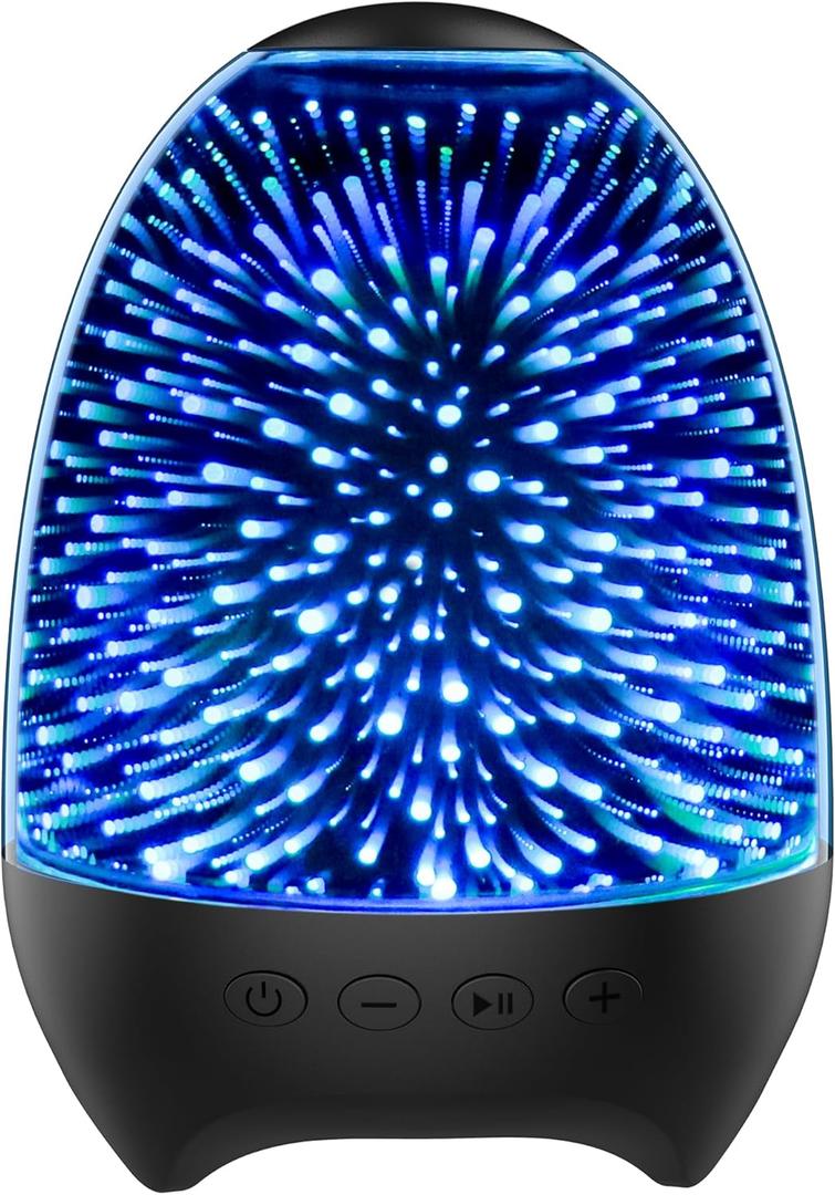 Aiscool Night Light Bluetooth Speaker, 3D Glass Music Bedside Table Lamp with 7 Colors, LED Touch Night Lamp Rechargeable Portable Lamp Gifts for Girls, Boys, Women, Men, Dad, Mom(Galaxy Black)