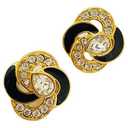 MONET - boucles d'oreilles à clip signées MONET - strass doré, émail et design