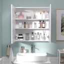 24x24 inch Bathroom Wall Cabinet, Saver Storage Cabinet, Medicine Cabinet with 2 Door and Adjustable Shelves, White（Assembly Required）, W24 x H24 2 doors