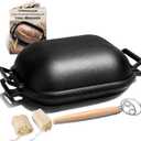 Cast Iron Bread Pan with Lid, Heavy Duty Pre-Seasoned Cast Iron Bread Pan for Homemade Breadmaking, Cloche Inverted Dutch Oven Set for Baking, 15 LBS 9.5QT Heavy Duty, Non-stick