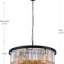 Wellmet Crystal Chandeliers for Dining Room,3 Tiers Black Farmhouse Chandelier for Bedrooms,9 Lights Modern Light Fixture for Kitchen Island,Living Room,Hallway,Golden Teak,W-33.46