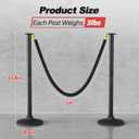 BATTIFE Plastic Stanchion Posts with Black Velvet Ropes and Weighted Rubber-Plastic Base, Crowd Control and Queue Management Barrier Poles for Party, Event, Red Carpet (2 Pack)