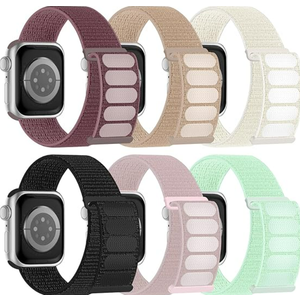 6 Pack Sport Nylon Loop Band Compatible with Apple Watch Bands 38mm  for Women and Men, Adjustable Breathable Braided Straps for iWatch Series 