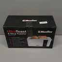 Mueller UltraToast Full Stainless Steel Toaster 4 Slice, Long Extra-Wide Slots for Bagels and Waffles, 6 Browning Levels, LED Display, Cancel/Defrost/Reheat Functions & Removable Tray, Kitchen Gadgets