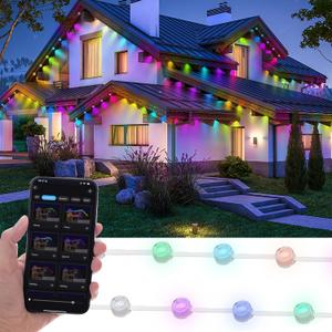 Permanent Outdoor Lights, 100FT Smart Rainbow RGB with 72 LEDs, App Control Remote with DIY Modes, IP67 Waterproof Eaves Lighting for Holiday, Garden Decor, Christmas, Party,Halloween,Roof,