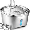 Cat Water Fountain Stainless Steel, 120oz/3.5l Water Fountains for Cats Indoor, Automatic Silent Pump, Easy Clean Water Bowl, with Replacement Filters, Unique Cat-Shaped Design