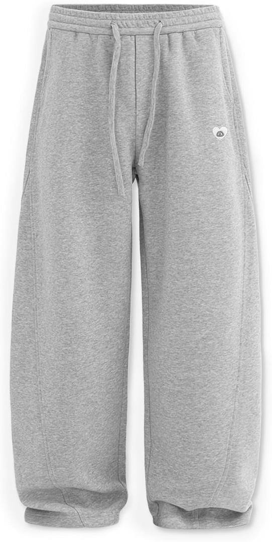 Aelfric Eden Mens Wide Leg Sweatpants Solid Arc Sweat Pants Open Bottom Casual Athletic Lounge Pants with Pockets (X-Large, Gray)