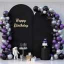 2 Set-7.2FT, 6FT Black Arch Backdrop Cover,Spandex Fitted Wedding Arch Stand Covers Round Top Chiara Arch Backdrop Stands Cover for Birthday Party Banquet Photo Background Decoration