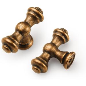 Asidrama 10 Pack Antique Brass Kitchen Cabinet Knobs Dresser Knobs Drawer Knobs Cabinet Hardware Zinc Knobs for Dresser Drawers 3768 AD0018 (Single Hole Knob)