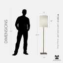 Adesso Antique Brass Floor Lamp with Beige Fabric Lampshade – Modern Accent Light for Bedroom, Living Room, and House Décor, 60.5” Tall