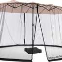 Umbrella Netting for Outdoor Umbrellas, Patio Umbrella Mosquito Netting for Double-Sided Umbrella, with Double Zipper Door and Adjustable Rope, (Black) (15FT)