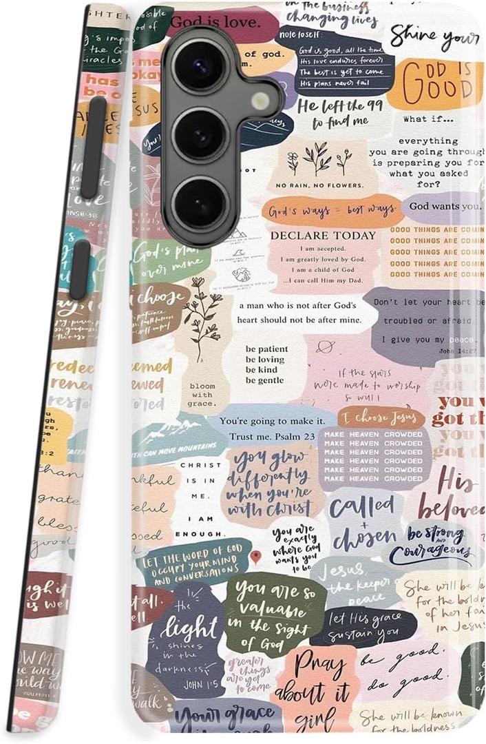 TGABORFU Dual Guard Case for Samsung Galaxy S24 FE 5G, Heavy Duty Dual-Layer Shockproof Protective Phone Case,Christian Quotes