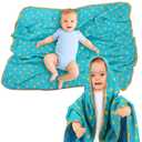 Oudain Swaddle Blanket Golden Edge Our Lady of Guadalupe Stars Swaddle 47" x 47" Cotton and Rayon Fiber Material Blue Green Two Color Soft Baby Muslin Cotton Blanket for Girls and Boys