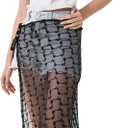 Lace Sarong Wraps for Women Beach Swim Sarong Coverups White Womens Bathing Suit Wrap Skirt Cover up (Medium, Black)