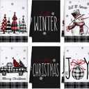 Bencailor 6 Pcs Christmas Kitchen Towels Absorbent Soft Microfiber Farmhouse Dish Towels Sets 16x24inch Winter Christmas Hand Dishcloths for Housewarming Gift(Black and White,Snowman)