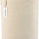 XUANGUO Cotton Rope Laundry Basket Hamper for Clothes Woven Storage Basket for Living Room Bedroom Boho Tall Rope Baskets for Blanket Toys Pillow Towels Baby Nursery Hamper Bin beige
