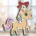 Rainbow Unicorn Ornament 2025, Birthday, for Kids, Teen Girls, Wooden Ornaments for Christmas Decorations, Animal Lovers Gift Ideas, Unicorn Gifts for Women Friends