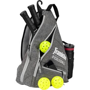 Franklin Sports Pickleball Bags - Sling Bag Backpack for Gear + Equipment - Men + Women - Holds Paddles, Balls + Accessories (One Size, Gray)