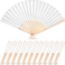JOHOUSE 12 Pcs White Hand Fan Foldable, 8.3 Inch Folding Fans Handheld for Women Wedding Guest Gifts, Party Favors, Bridal & Baby Shower Favors, DIY Crafts & Summer Cooling