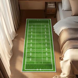 Green Rug 2x4 Small Area Rugs,Football Field American Sports Green Lawn Sport Game Team Competition,Ultra-Thin Soft Throw Carpet Washable Kitchen Rugs Non Slip Indoor Door Mat for Bedroom Bathroom