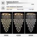 36'' Modern Crystal Chandelier for Entryway Raindrop Chandeliers LED Dimmable High Ceiling Flush Mount Light Fixtures for Staircaes Hallway Foyer Living Room LED Bulbs Included Gold, D20'' x H36''
