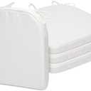 SQUARE MOON Chair Cushions for Dining Chairs, High Resilience Foam Dining Room Chair Pads, Kitchen Seat Cushions with Ties, Machine Washable, 17" x 16" x 2", 4/Pack, White