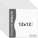 25 Pack Backing Boards Only - 12x12 Uncut White Mats Matboards, Acid Free & White Core Backerboards, Ideal for Photos/Pictures/Prints/Frames/Arts