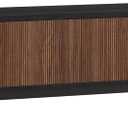 Henn&Hart Fluted TV Stand for TVs up to 75" with 2 Open-Concept Ribbed Storage Cabinets for Living Room, Family Room, or Office, Black/Satin Walnut