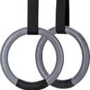 PACEARTH Gymnastic Rings 1100lbs Capacity with 14.76ft Adjustable Buckle Straps Pull Up Exercise Rings Non-Slip Rings for Home Gym Full Body Workout (Grey)
