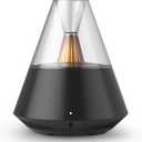 Essential Oil Diffuser, Modern Style Aroma Diffusers with Candle Light Remote Control, USB Powered 150ml Ultrasonic Cool Mist Aromatherapy for Home Room Office Bedroom, Automatic Off, Black