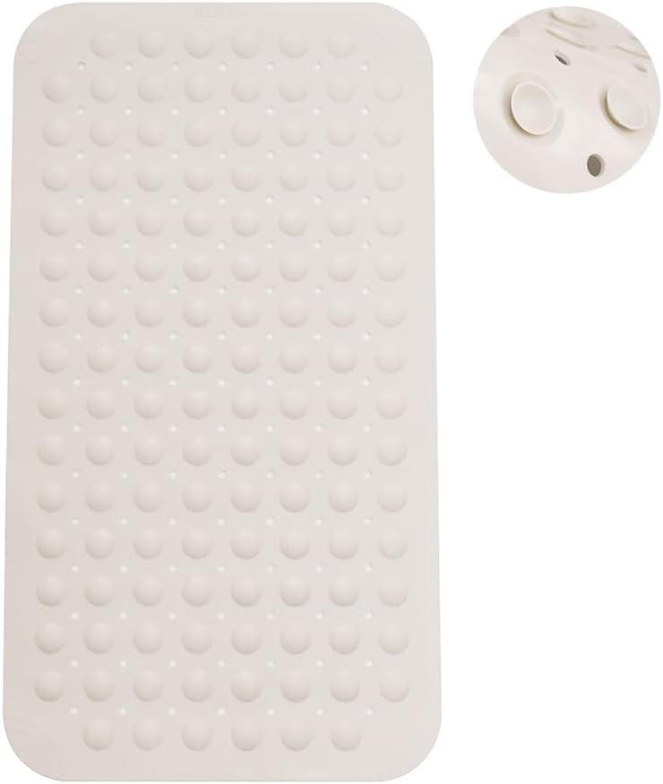 Bathtub Mat Non Slip, Shower Mats with Suction Cup and Drain Holes, Showers Floor Bath Mats for Tub, Drainage Hole Bath Tub Mat for Bathroom (27.6" 15", Beige)