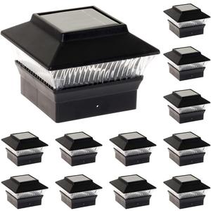 GreenLighting Standard #1 Solar Post Cap Lights Fits 4x4 Nominal Wood, 4x4 PCV/Vinyl Posts, Outdoor Fence Solar Powered Light, Landscaping, Deck, Garden, Includes Flush Mount Adapter Black 12 Pack
