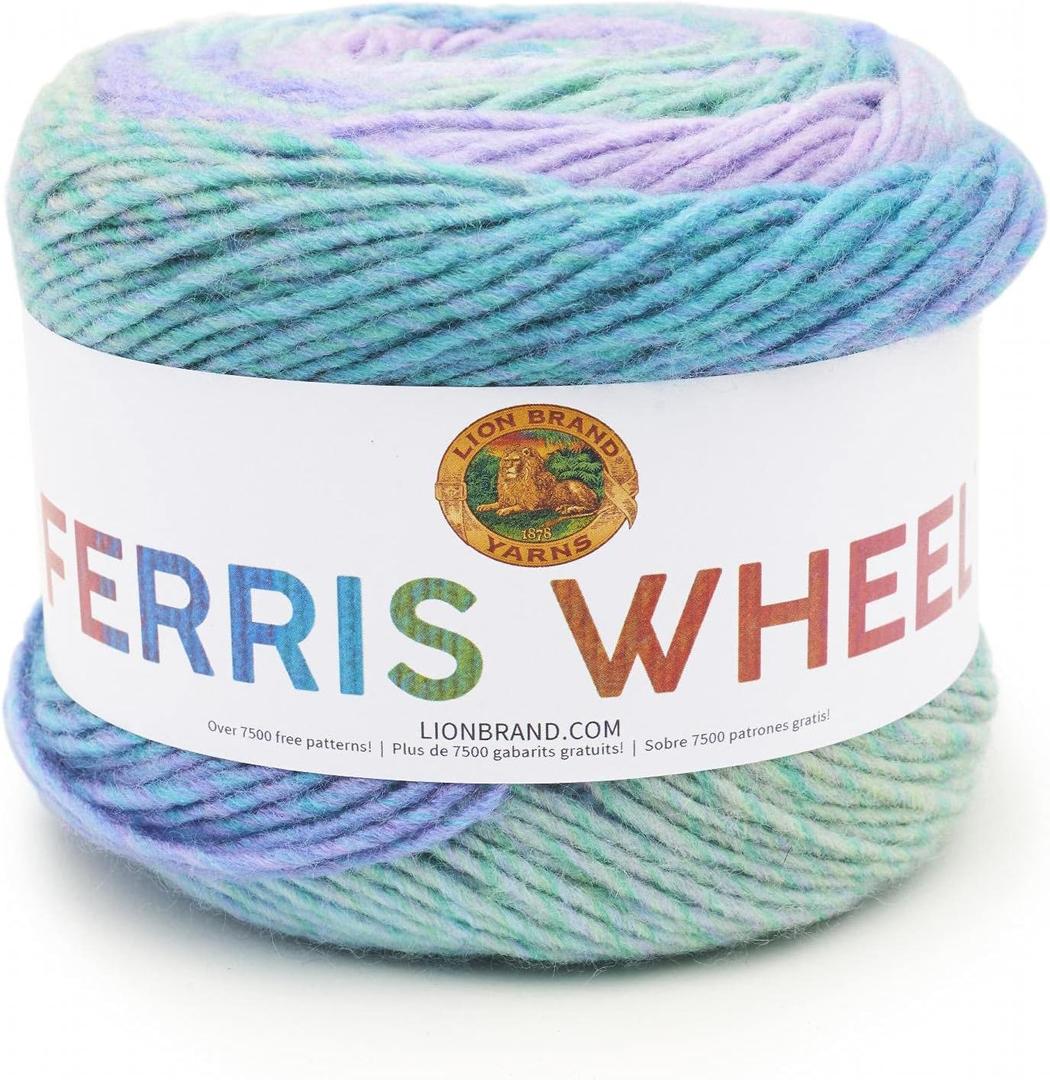 Lion Brand Yarn, Muticolor Ferris Wheel Yarn for Knitting, Crocheting, and Crafts, Cotton Candy, 1 Pack
