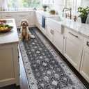 Hallway Washable Runner Rug - 3x10 Kitchen Rugs Entryway Rug Runner Vintage Soft Floor Mat Non Slip Indoor Farmhouse Carpet for Bathroom Living Room Bedroom (3 X 10, Black)