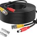 [20AWG Cables] 100ft 8MP/4K BNC Cable All-in-One Siamese Video and Power Security Camera Cable, BNC Extension Wire Cord with 2 Female Connectors for All HD CCTV DVR Surveillance System(Black)