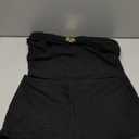 Verdusa Women's 2 Piece Vacation Outfits Textured One Shoulder Crop Tops with Micro Shorts Summer Y2k Clothing Set (Medium, Black)