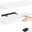 Bellsal Floating Shelves - White Engineered Wood Wall Shelf Set of 2, 24" Wall Mounted Floating Shelf for Kitchen, Living Room, Bedroom, Bathroom Storage, Book Shelf for Home Decor (2 pcs: 23.6*6.7)
