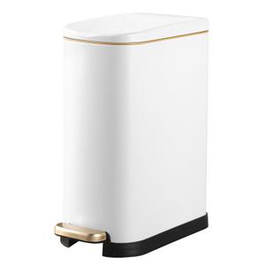 ELPHECO 3.5 Gallon Bathroom Trash Can with Soft Close Lid, 13.5 Litre Stainless Steel Pedel Garbage Can with Removable Inner Bucket, Wastebasket for Bathroom, Office, Bedroom, Matte White