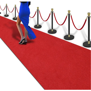 PBHEPJ 3ft x 50ft Extra Thick Red Carpet Runner for Party, Non-Slip TPR Rubber Backed red Rug, Wedding and Events Decorations, Reusable