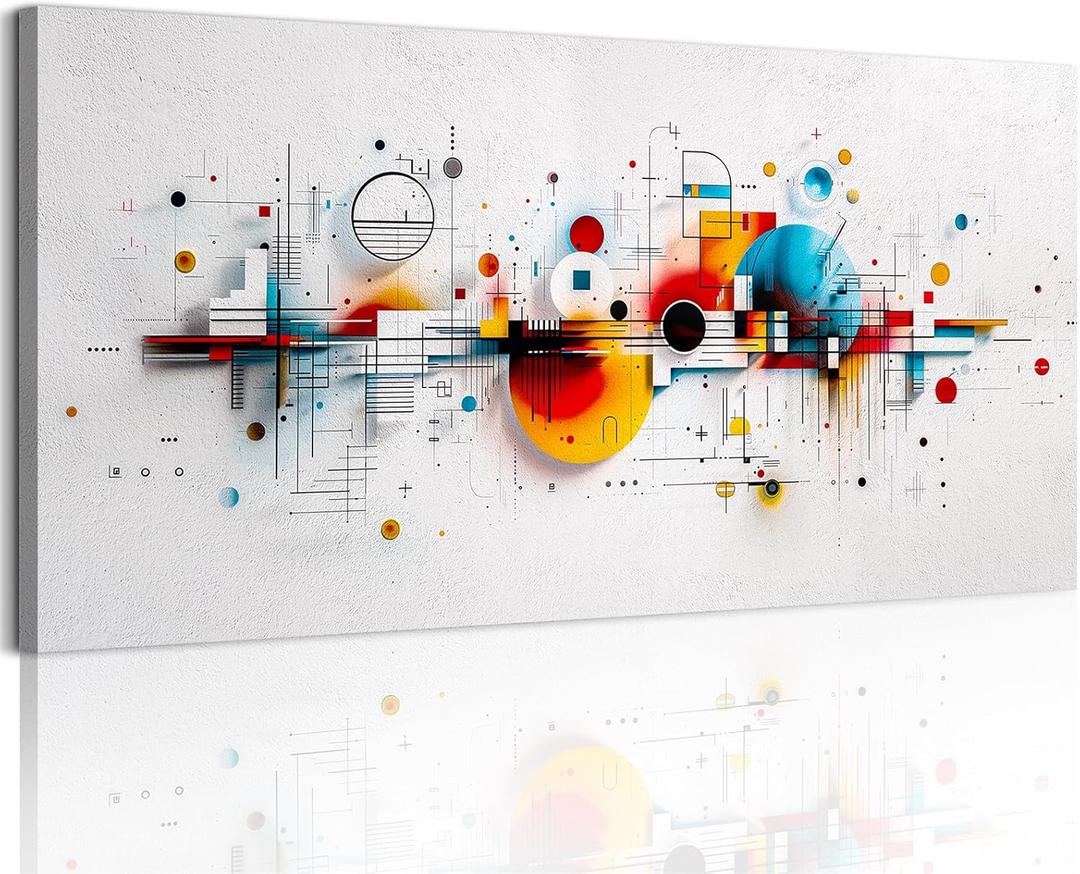 SERIMINO Colorful Abstract Large Wall Art, Geometric Dot Line Minimalist Canvas Prints Paintings, Modern Aesthetic Pictures Wall Decor Living Room Bedroom Game Room, Office Decor Artwork 20"X40"