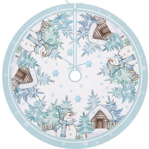 Cardinal Pine Needle Christmas Tree Skirt, 48 Inches Lace-up Red Birds Berry Xmas Tree Skirt, Pine Cone Cotton Winter Holiday Party Indoor Decoration Home Decor