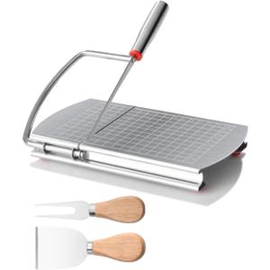 Cheese Slicer with 2 PCS Knife, Multipurpose Cheese Cutter Stainless Steel Cheese Slicers with 2 PCS Cheese Knives Set
