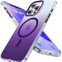 Magnetic for iPhone 14 Pro Case [Compatible with MagSafe] [Strong Magnetic] [10FT Military Grade Protective] Translucent Matte Slim Case for iPhone 14 Pro Phone Case (6.1"),Gradient Deep Purple